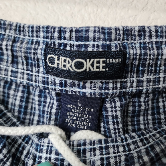 CHEROKEE x VINTAGE pull on boxer style shorts with pockets in blue plaid size L - Picture 7 of 9